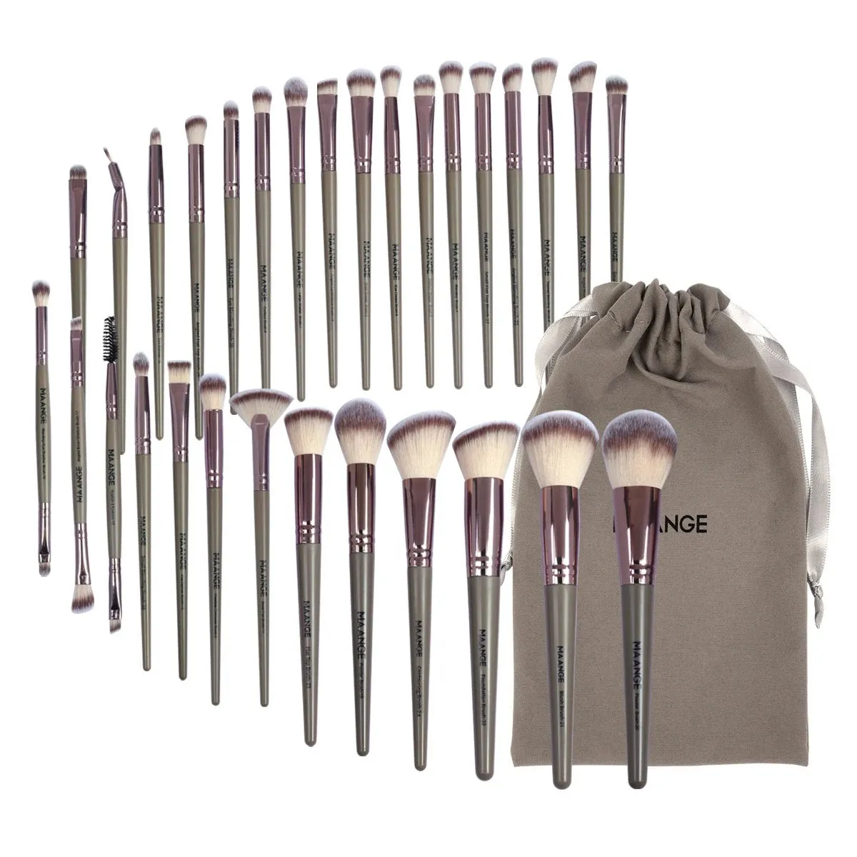 🌸 30pcs Professional Makeup Brush Set with Bag - Flawless Foundation, Concealers, Eye Shadows.