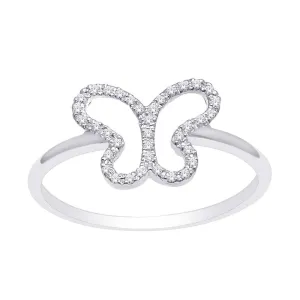 10K White Gold 1/10 Ct.Tw. Diamond Butterfly Ring