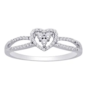 10K White Gold 1/6 Ct.Tw. Diamond Heart Ring