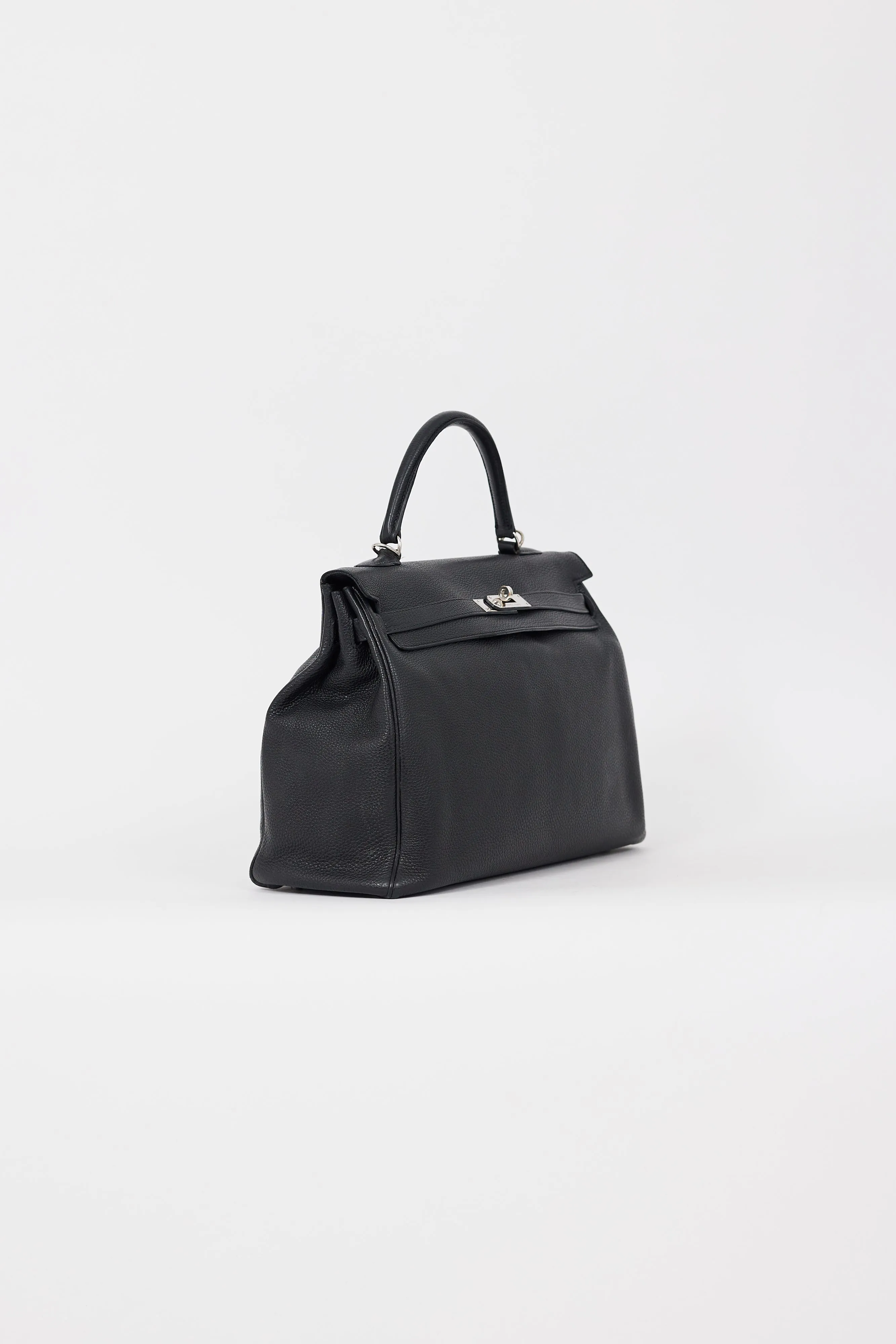 2009 Noir Clémence Leather Kelly Retourne 35 Bag