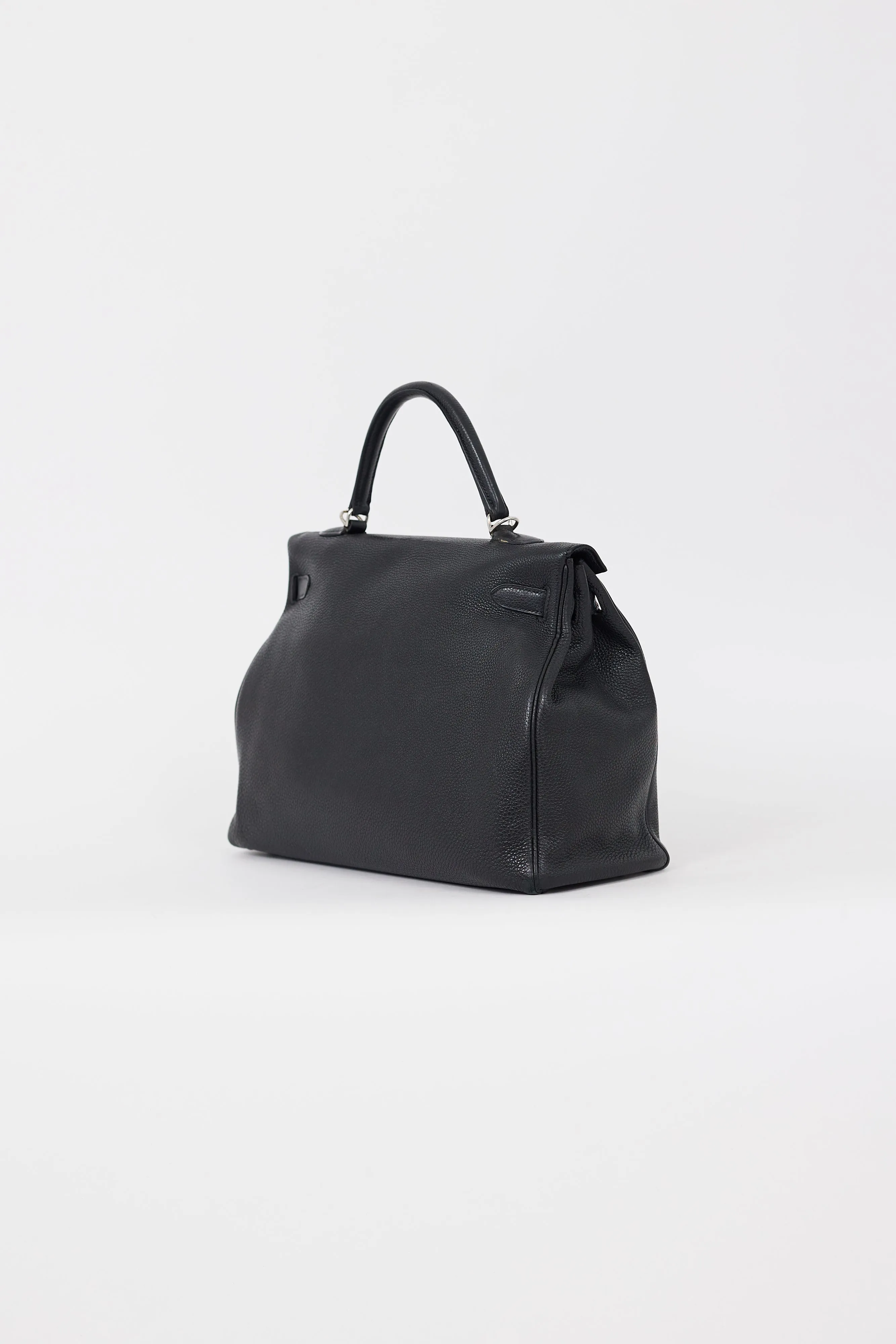 2009 Noir Clémence Leather Kelly Retourne 35 Bag