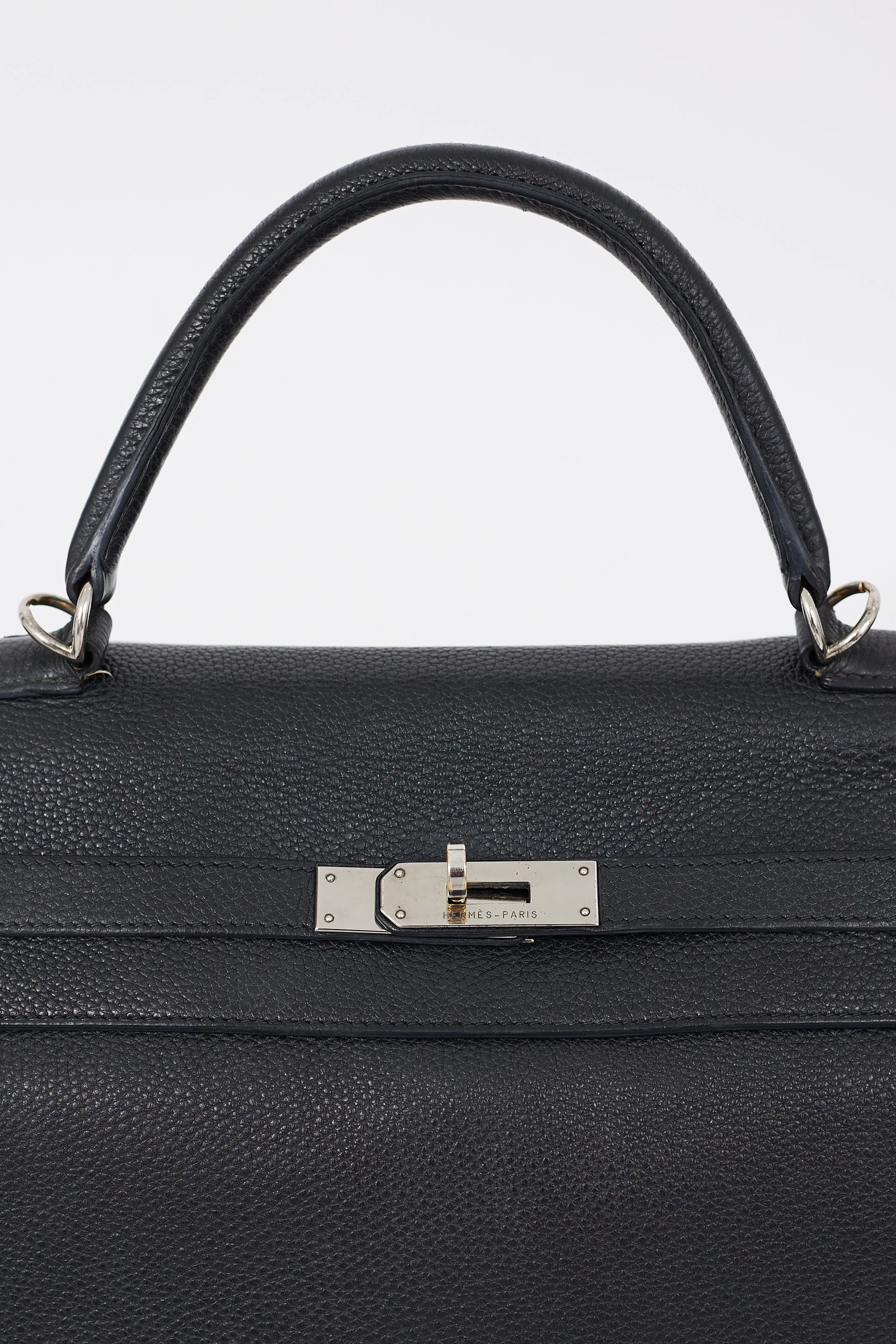 2009 Noir Clémence Leather Kelly Retourne 35 Bag