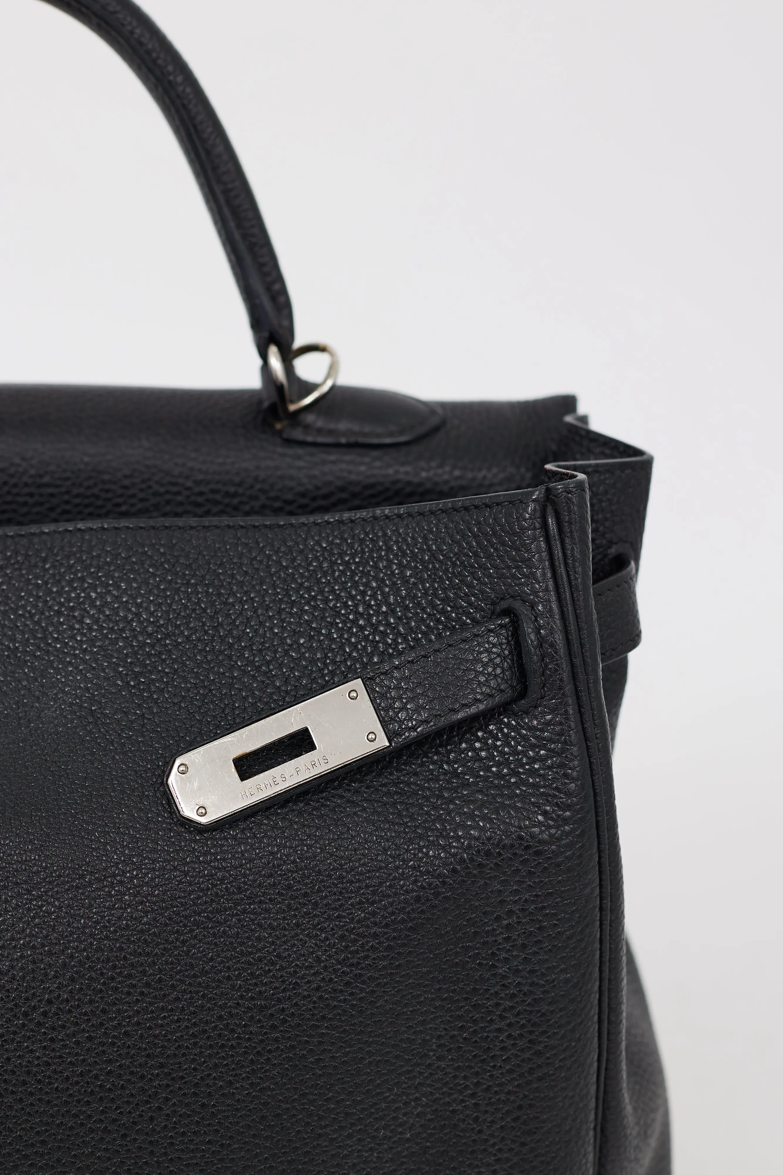 2009 Noir Clémence Leather Kelly Retourne 35 Bag