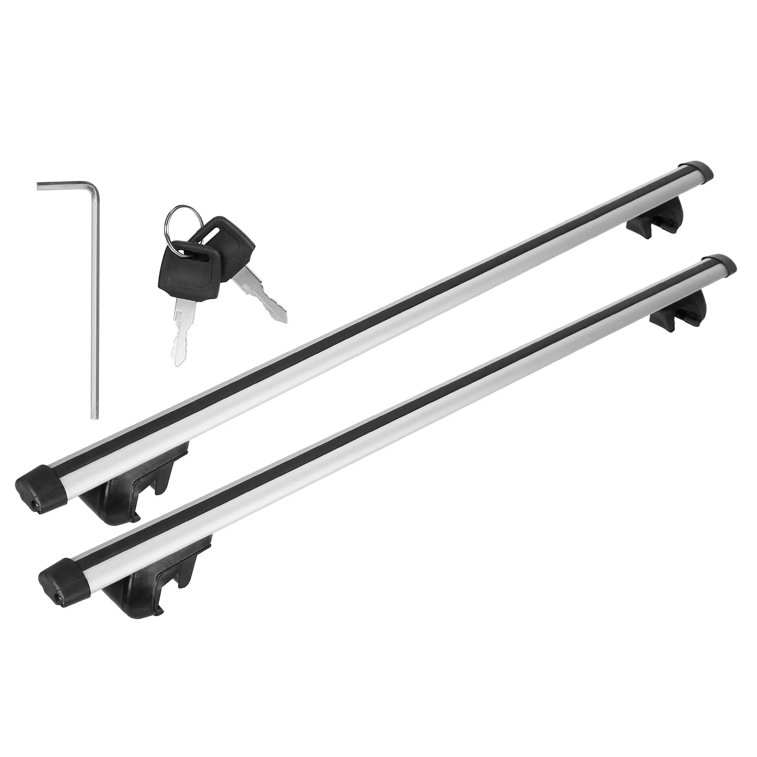 2Pcs Car Roof Top Crossbar Rack Aluminum Alloy Luggage Carrier Rack 330lbs Max Load w/Lock Fit Most Cars SUVs