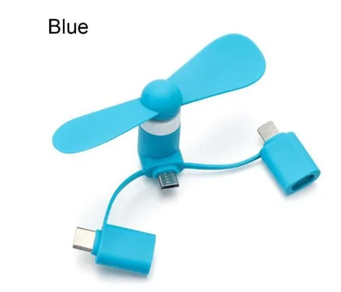 3 in1 Mini Cell Phone Fan Compatible with iPhone/iPad/Android Smartphone/Tablet Cell Phone Pink Blue Orange Green Black White