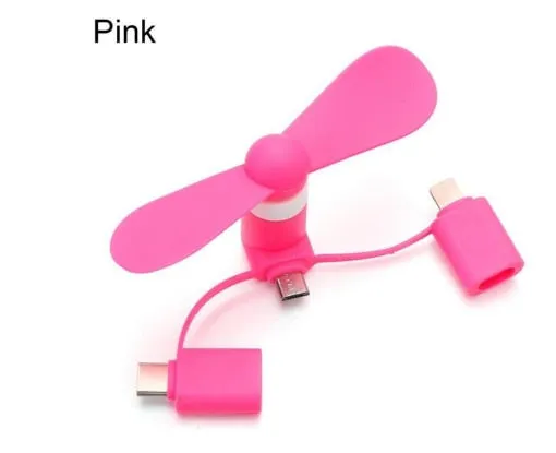 3 in1 Mini Cell Phone Fan Compatible with iPhone/iPad/Android Smartphone/Tablet Cell Phone Pink Blue Orange Green Black White