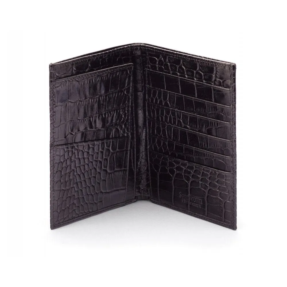 3/4 Tall Bifold Wallet With 6 CC - Black Croc