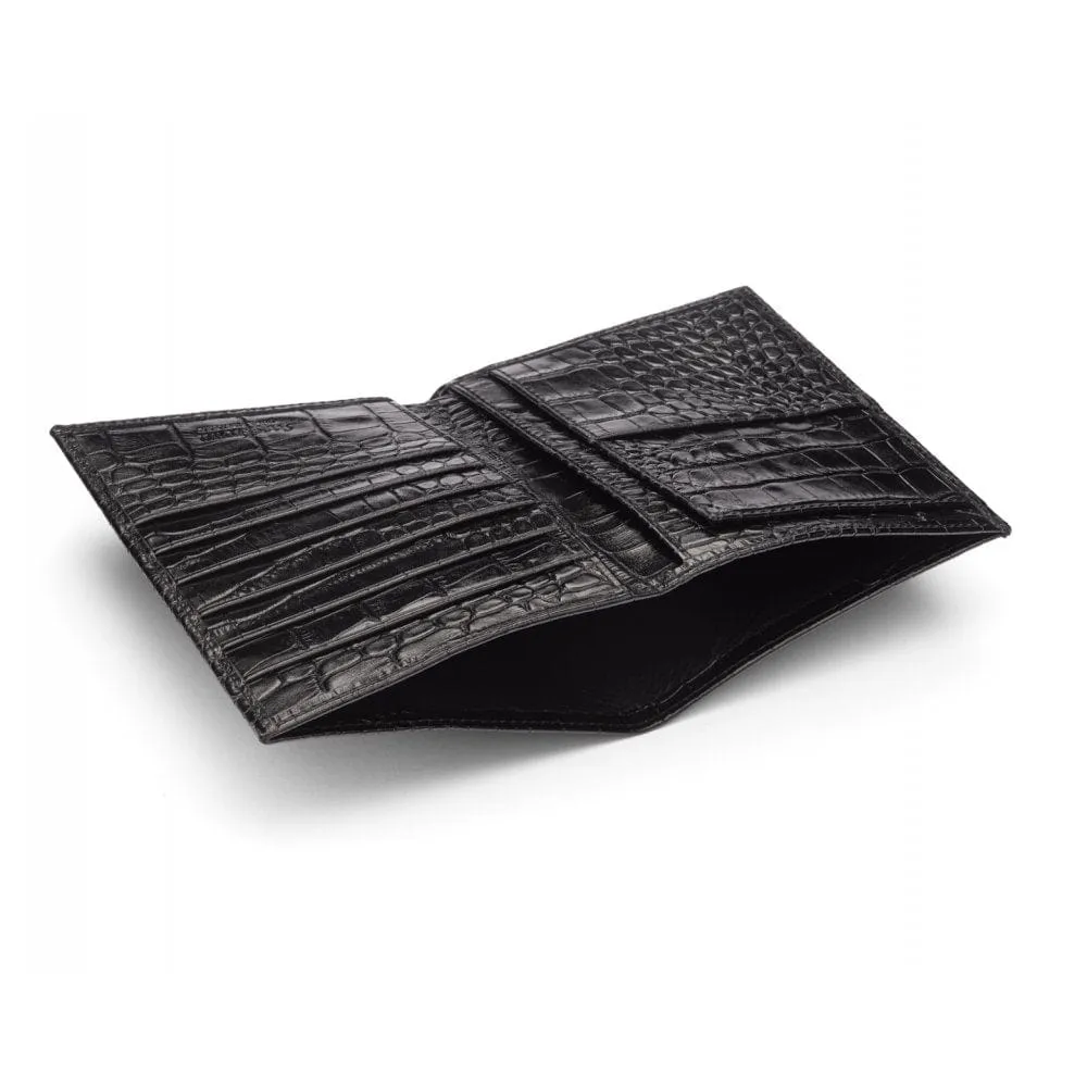 3/4 Tall Bifold Wallet With 6 CC - Black Croc