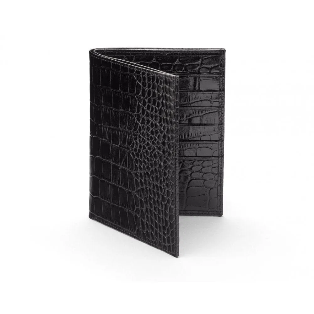 3/4 Tall Bifold Wallet With 6 CC - Black Croc