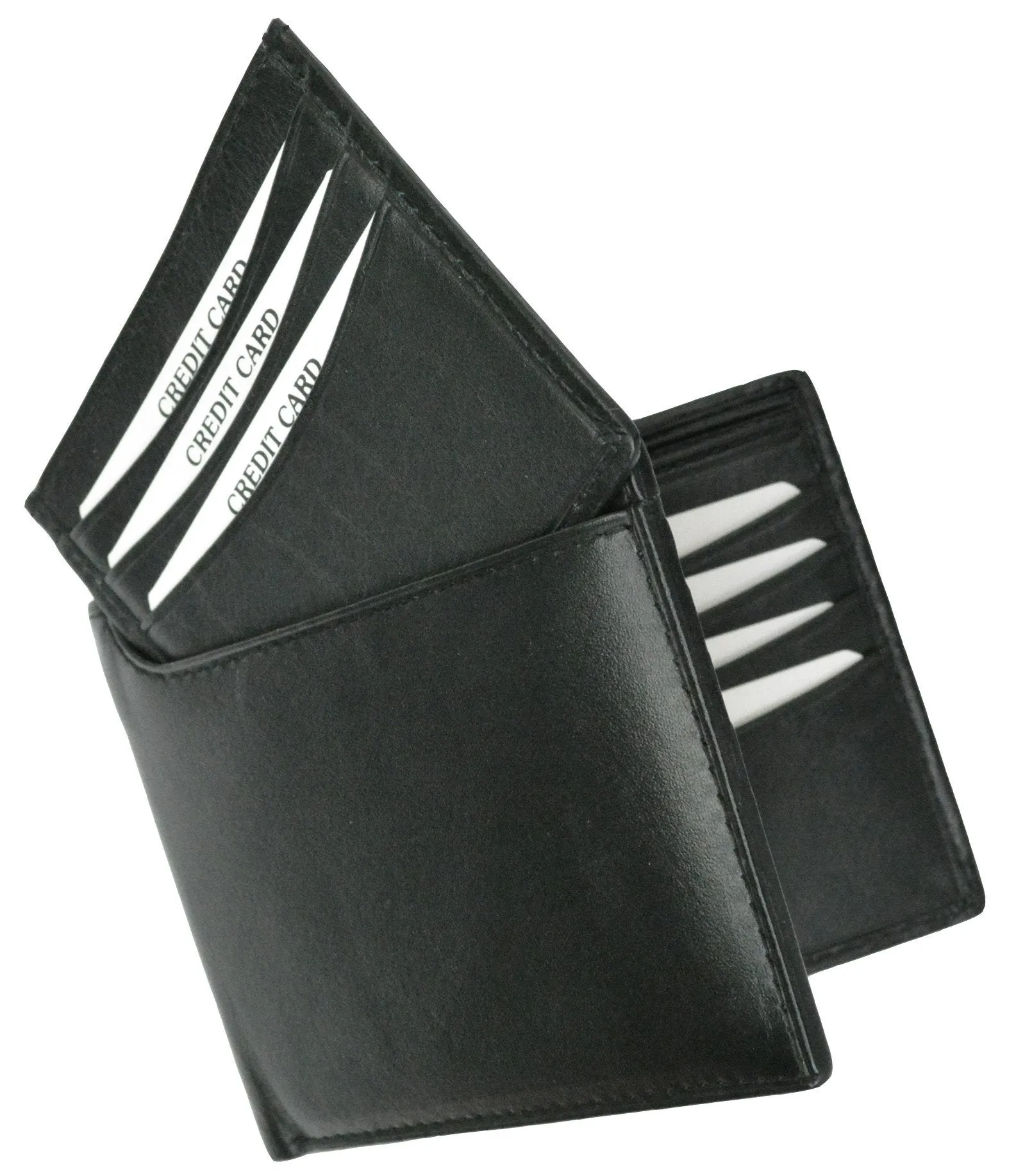 600534-BK-LOGO New Genuine Leather Removable Card ID Window Compact Multi-Card Wallet with Logo