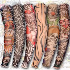 6PCS New mixed 100% Nylon elastic temporary Tattoo sleeve Body Arm stockings