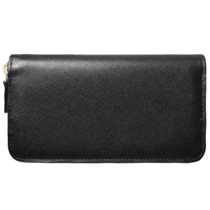 8 Credit Card Saffiano Zip Around Wallet Black