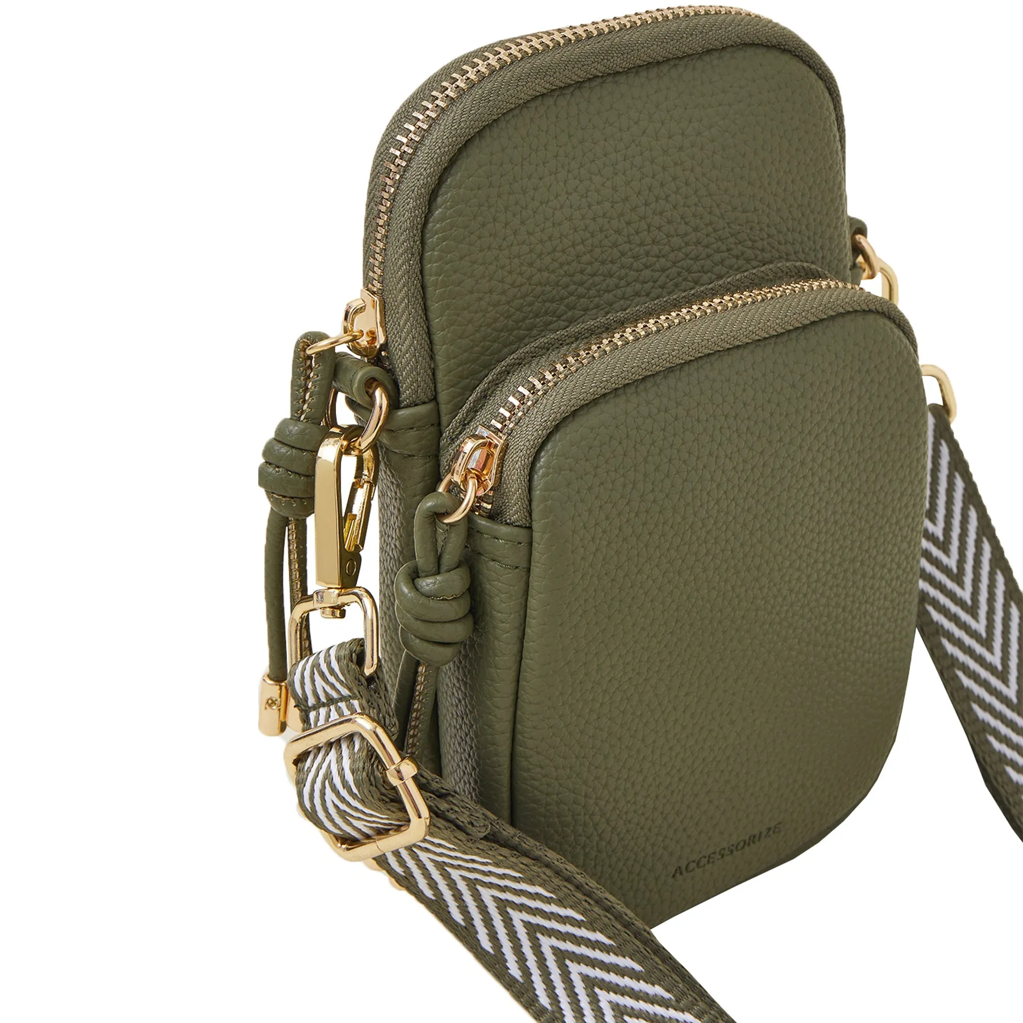 Accessorize London Women's Green Webbing Strap Phone Bag