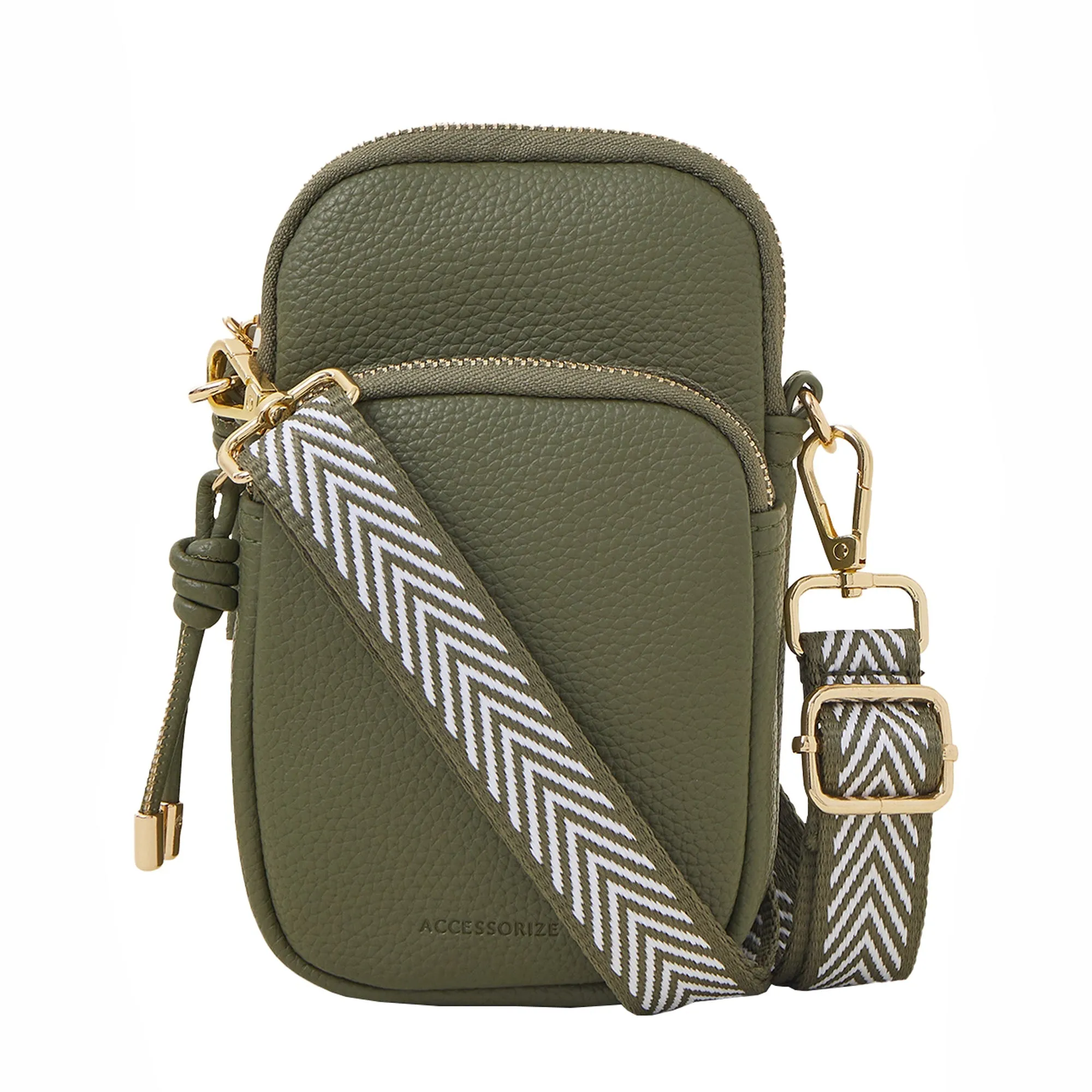 Accessorize London Women's Green Webbing Strap Phone Bag