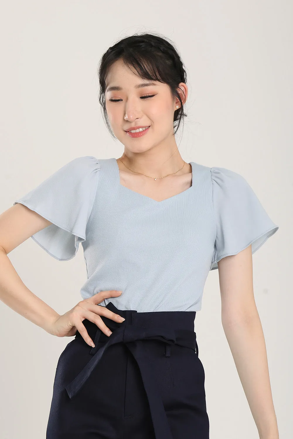 Anitra Top in Dusty Blue