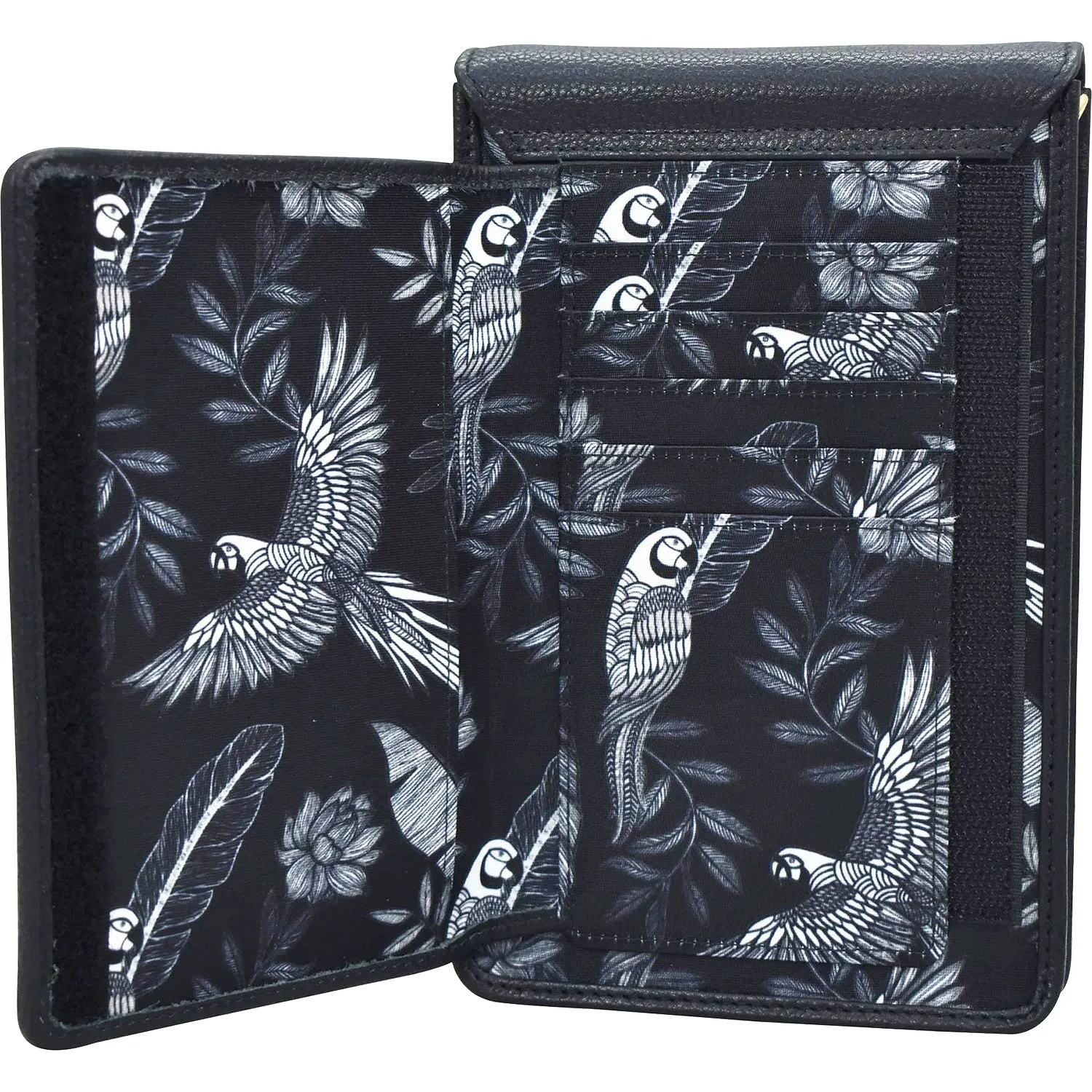 Anuschka Cell Phone Crossbody Jungle Macaws Fabric/Leather