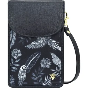 Anuschka Cell Phone Crossbody Jungle Macaws Fabric/Leather