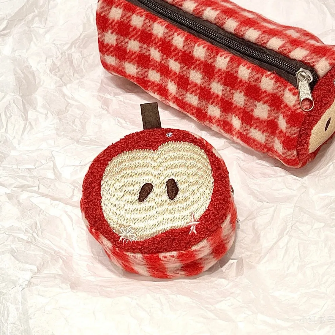 Apple Embroidery Coin AirPods Accessories Case Pouch Purse