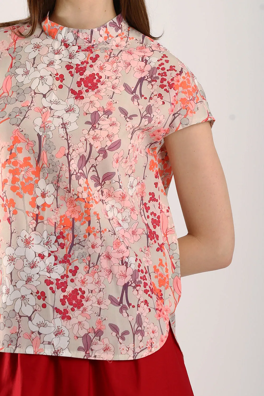 Astrid Floral Cotton Top in Mandarin