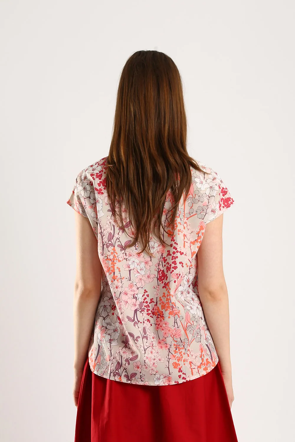 Astrid Floral Cotton Top in Mandarin