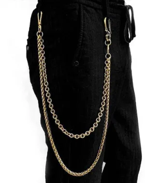 Badass Gold Double Long Skull Biker Wallet Chain Pants Chain wallet Chain For Men