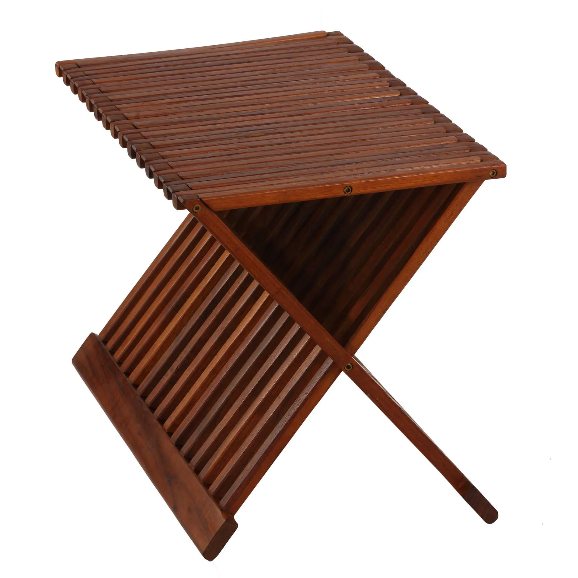 Bare Decor Felipa Folding Teak Accent Stool, 23"