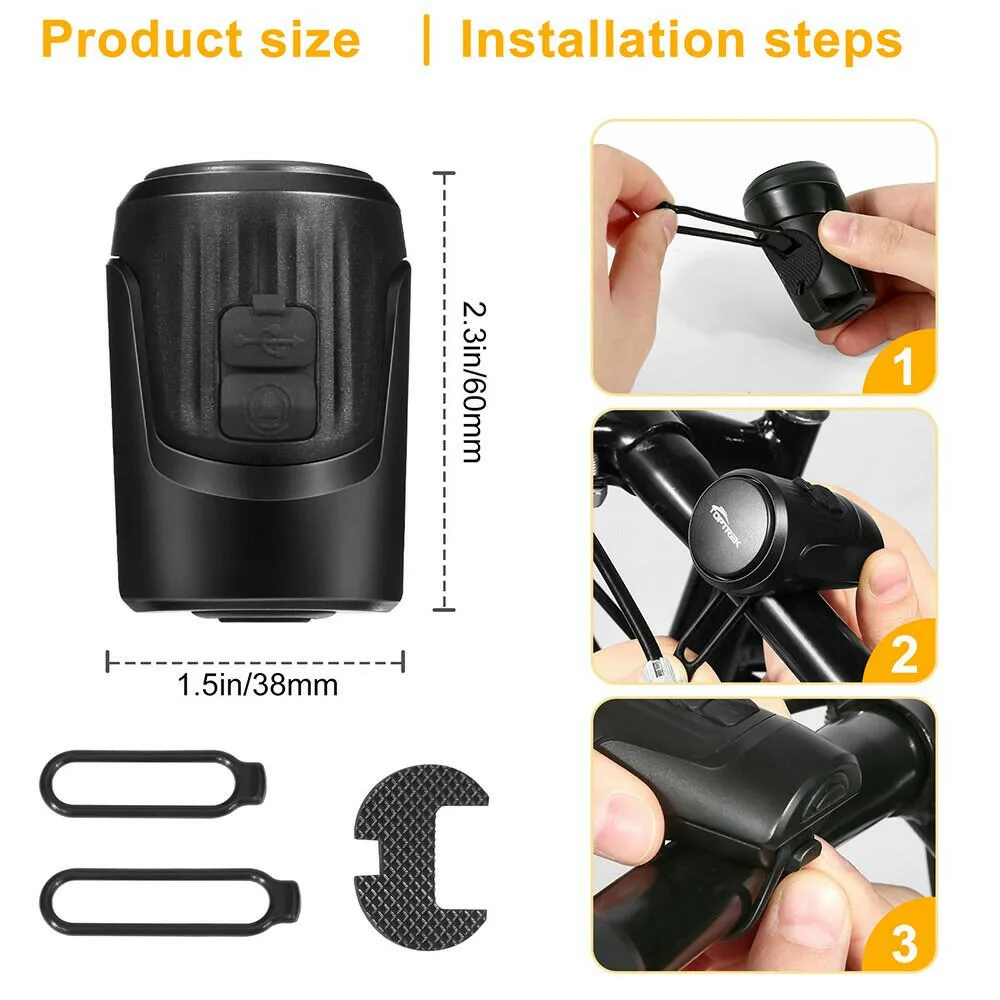 Bike Electric Horn Anti Theft Bicycle Alarm 2 in 1 USB Charging High Decibel Bike Safety Warning Bell Cycling Bicycle Accessorie