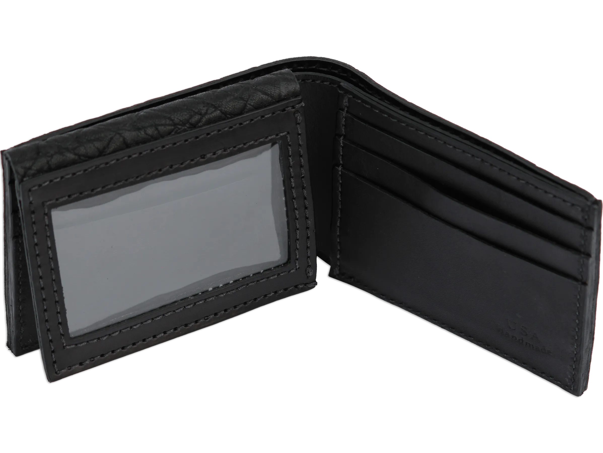 Black Elephant Luxury Designer Exotic Bifold Wallet With Flip Up ID Window