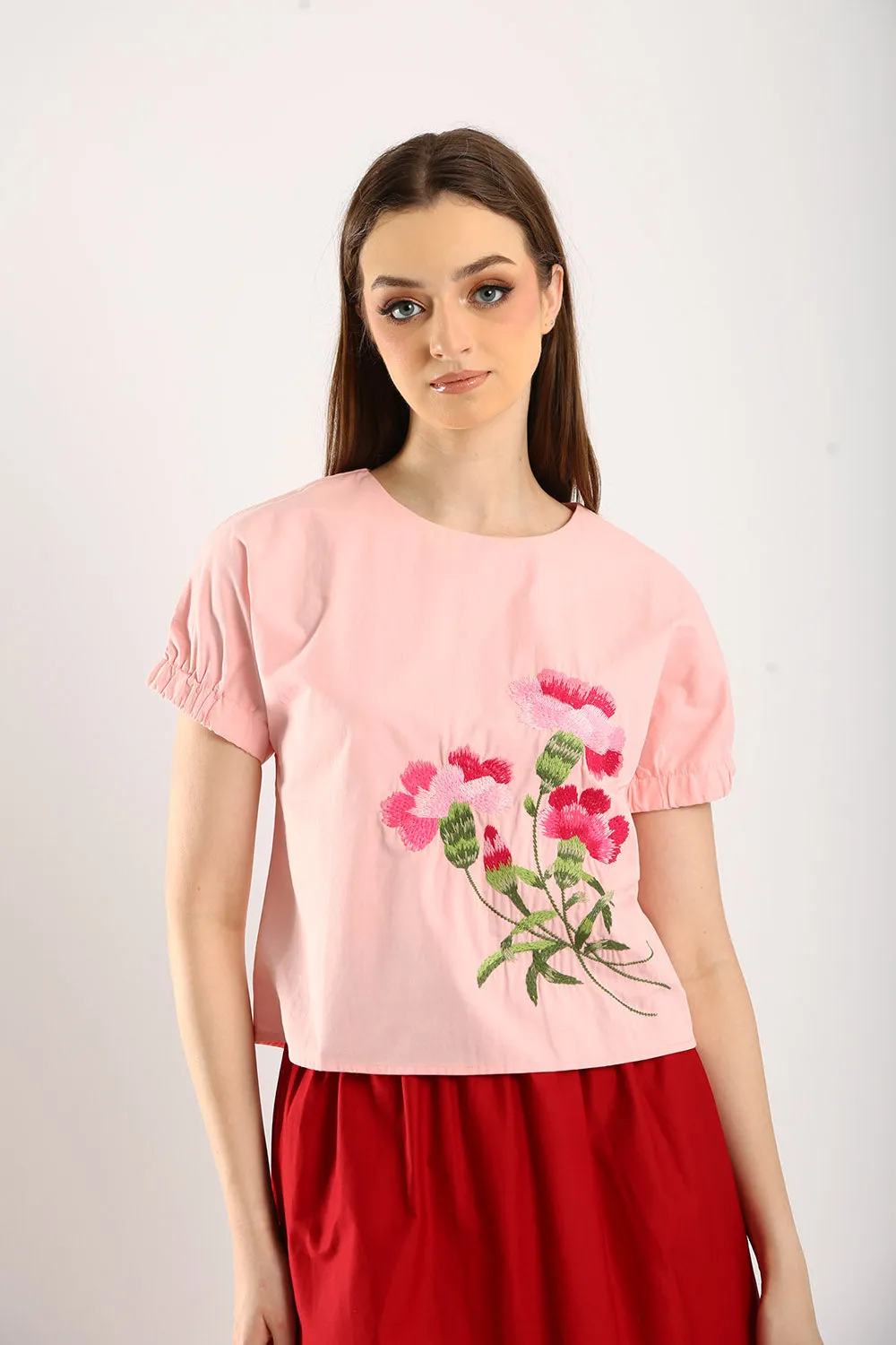 Blossom Embroidered Pink Top