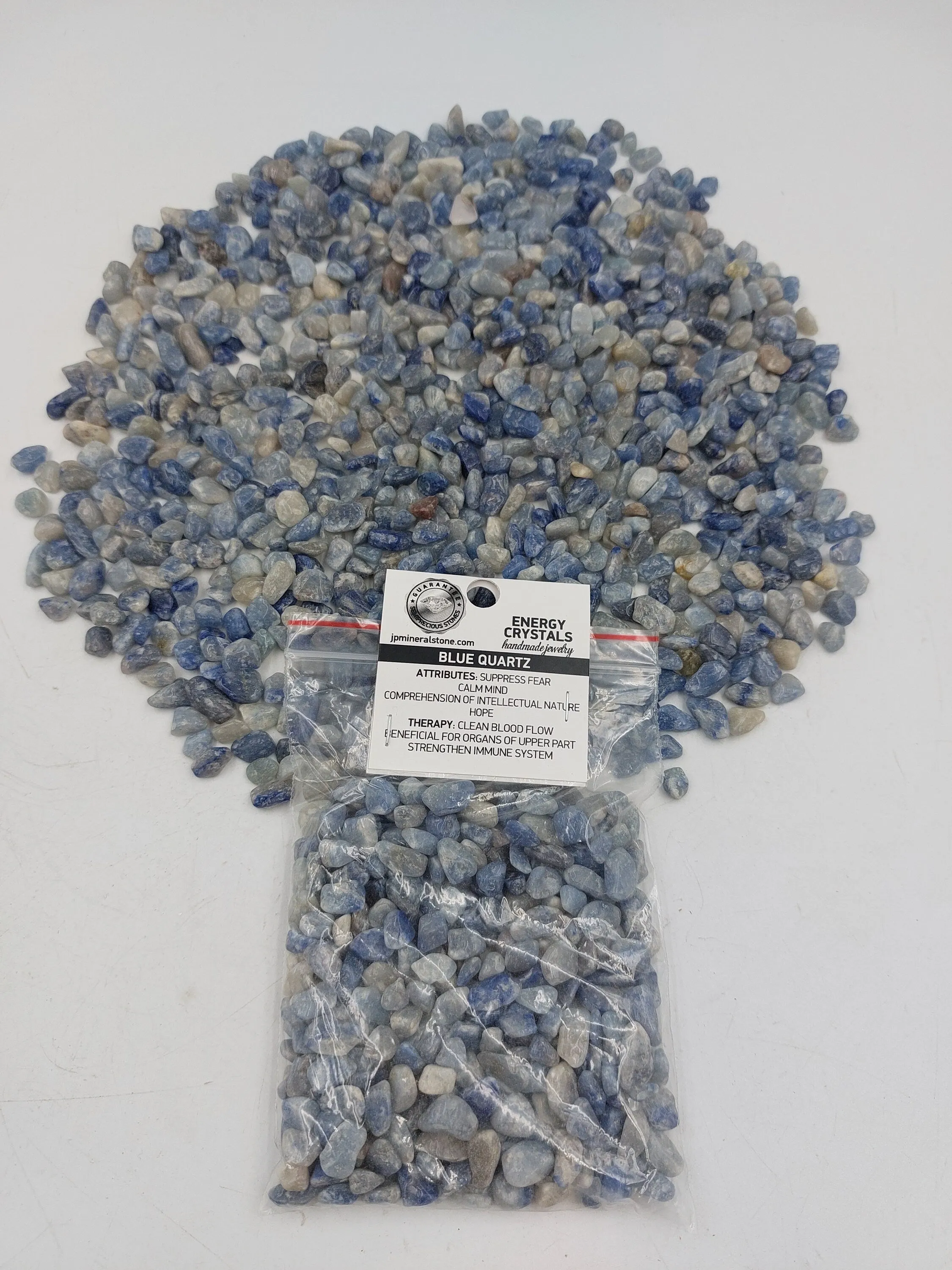 Blue Quartz Polished Crystal Chips, Tumbled Healing Gemstone, New Age Polished Semi-Precious Rocks