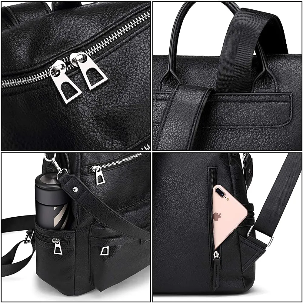 Bonjour Bbp-202 Women's Pu Leather Stylish And Trending Sling Bag For College Office Travel Anti Theft Backpack For Women's And Girls With Sling Belt| Casual (Black) Free, Free size