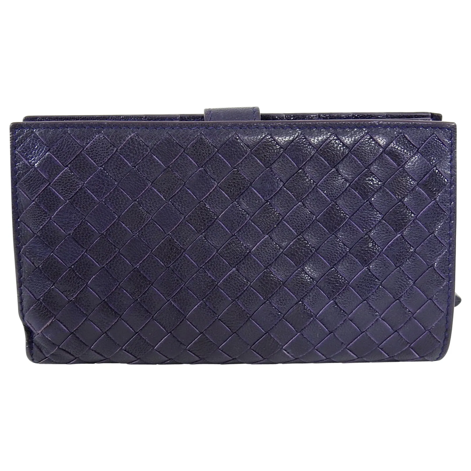 Bottega Veneta Dark Purple Intrecciato Leather Wallet