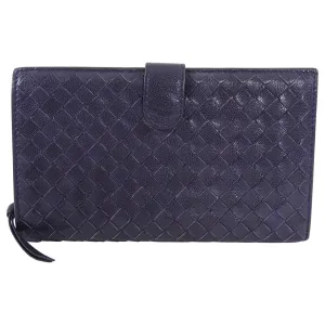 Bottega Veneta Dark Purple Intrecciato Leather Wallet