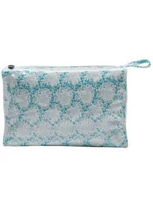 Box Cosmetic Bag, Trellis (Aqua)