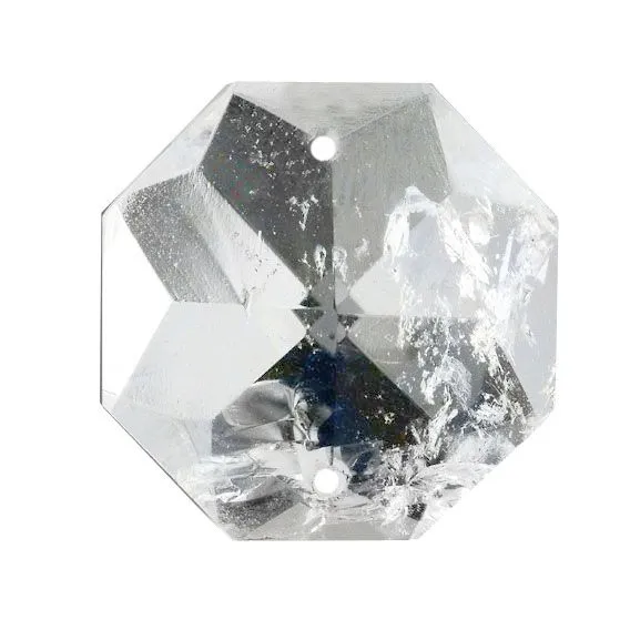 Brazilian Quartz 20mm Clear Octagon Rock Crystal Octagon with Two Holes