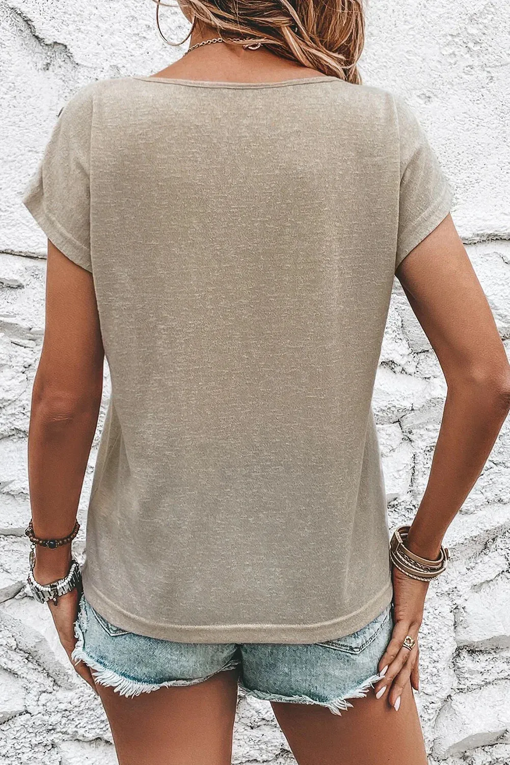 Button Sleeve Casual Tee