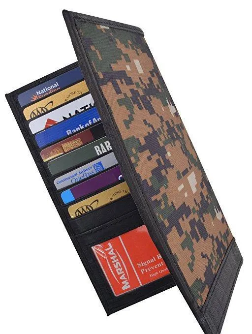 Camo Mens RFID1529 Blocking Deluxe Credit Card Case Camo Wallet Leather Secretary