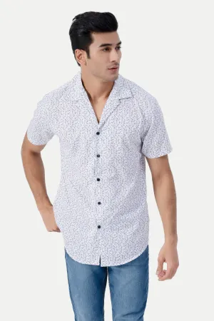 CASUAL SHIRT HALF SLEEVE CUBIN COLLAR WHITE