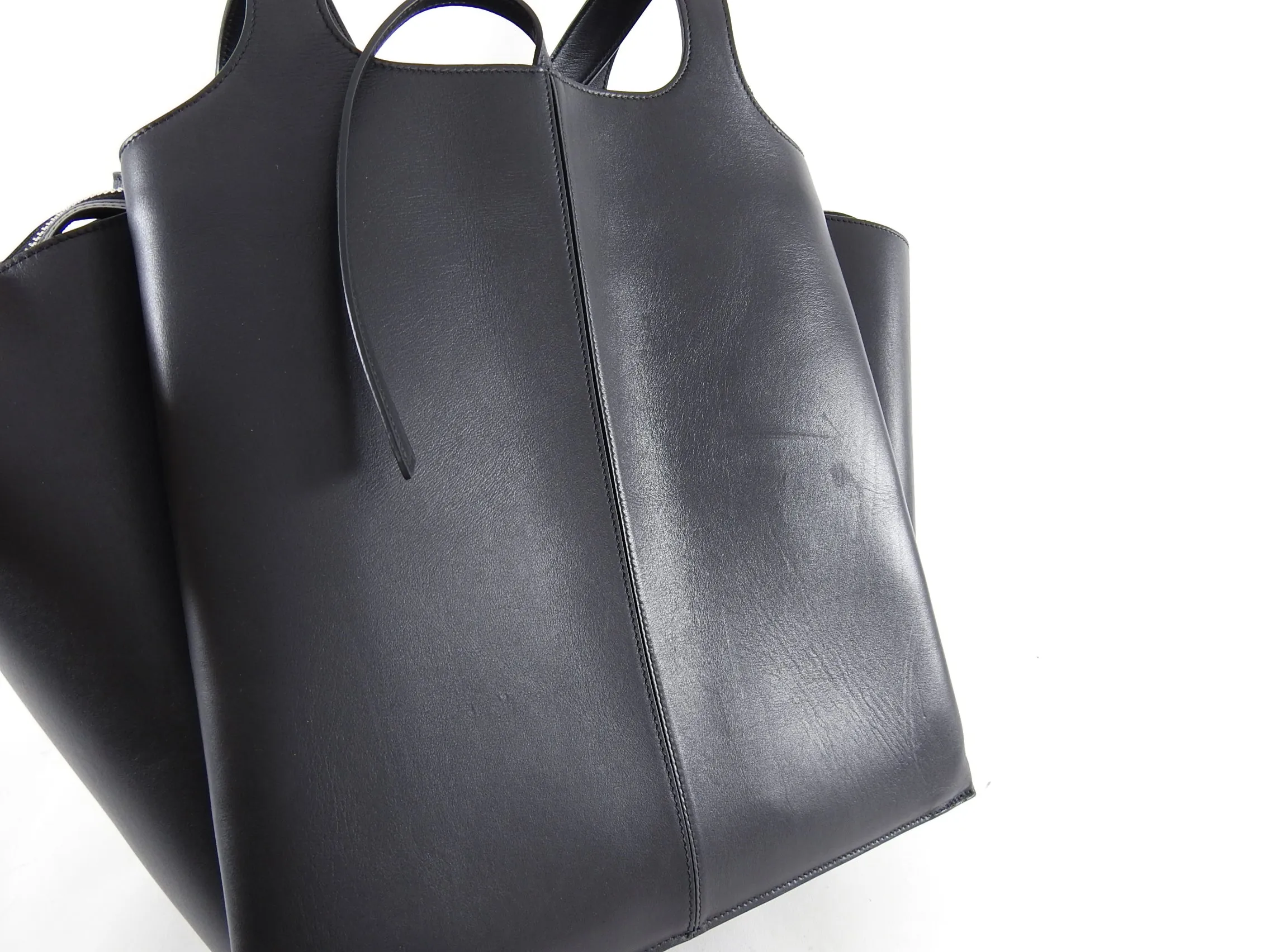 Celine Black Leather Trifold Vertical Large Tote Bag