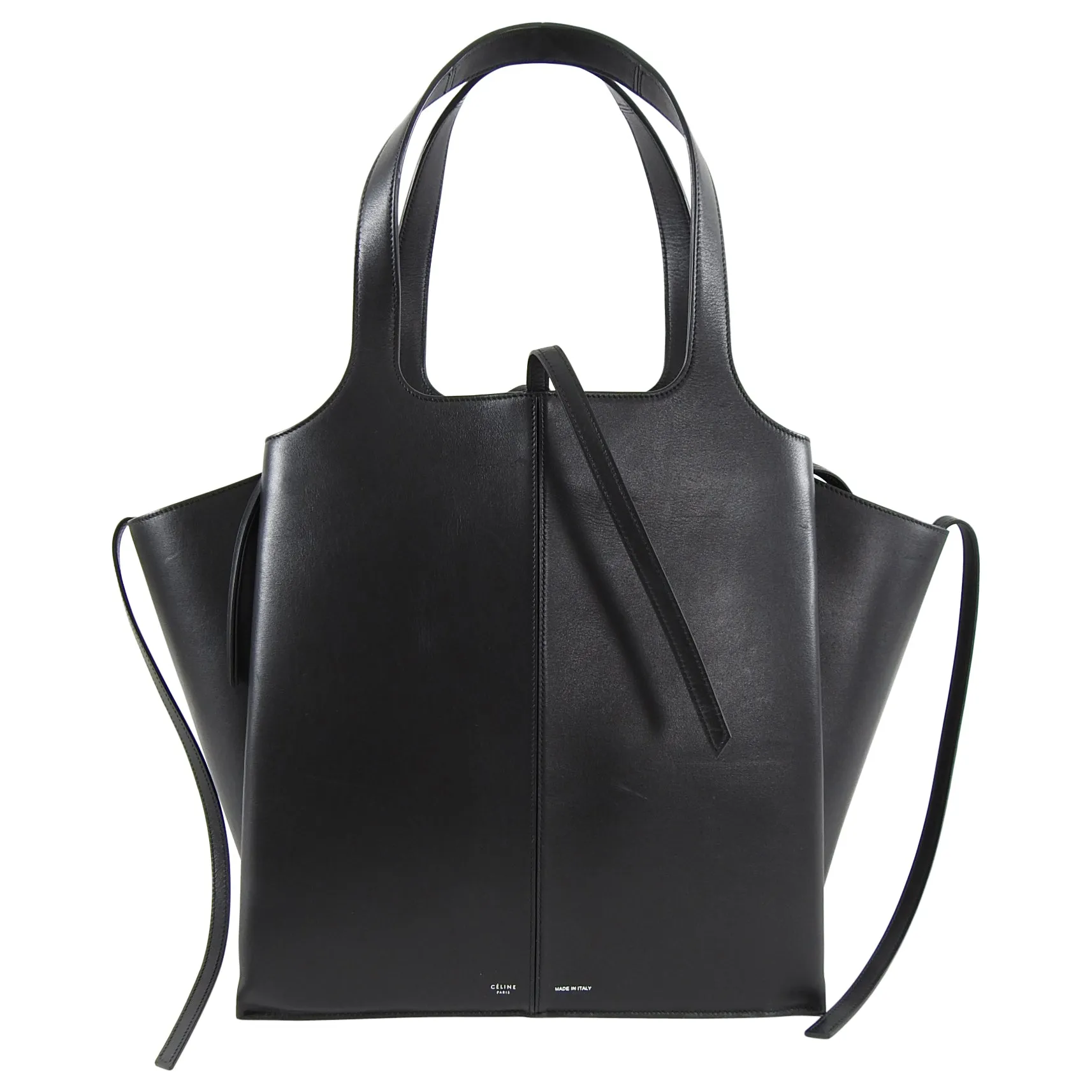 Celine Black Leather Trifold Vertical Large Tote Bag