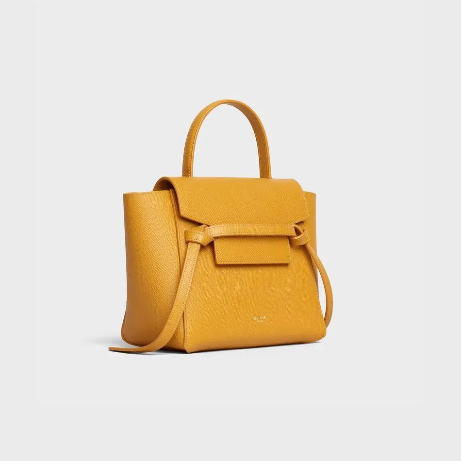 Celine Nano Belt Bag In Grained Calfskin Ocre