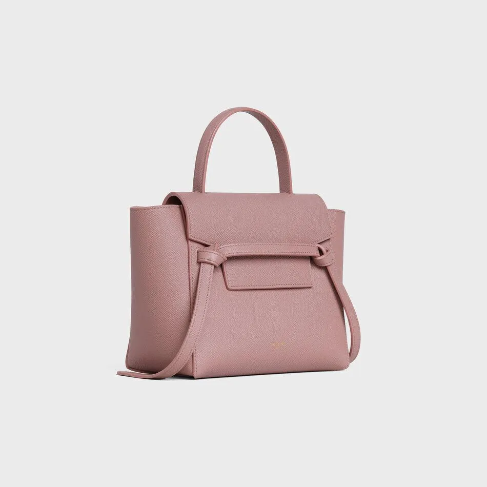 Celine Nano Belt Bag In Grained Calfskin Vintage Pink