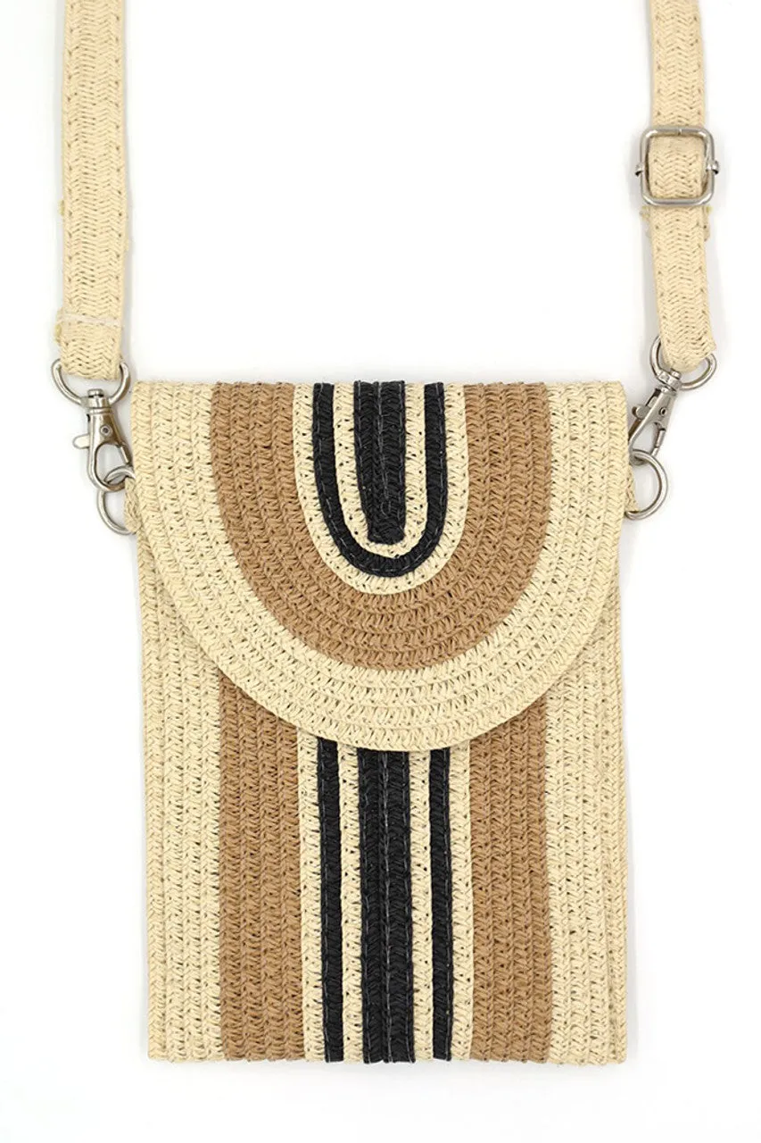 Cell Phone Crossbody Bag in Straw