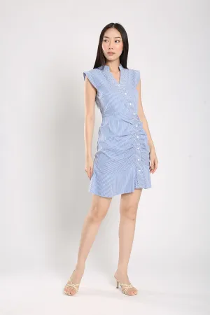 Cera Midi Dress in Blue Stripes