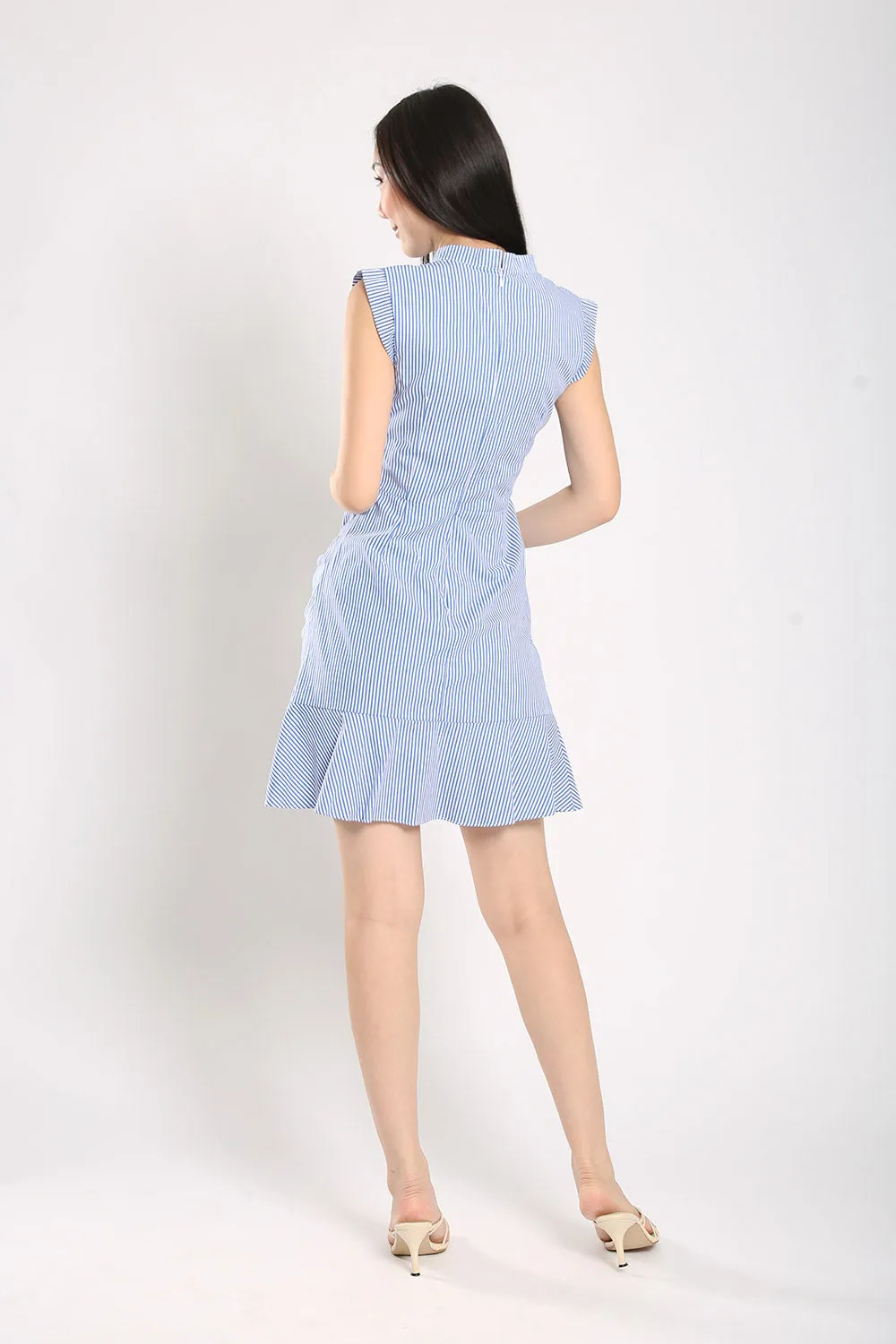 Cera Midi Dress in Blue Stripes