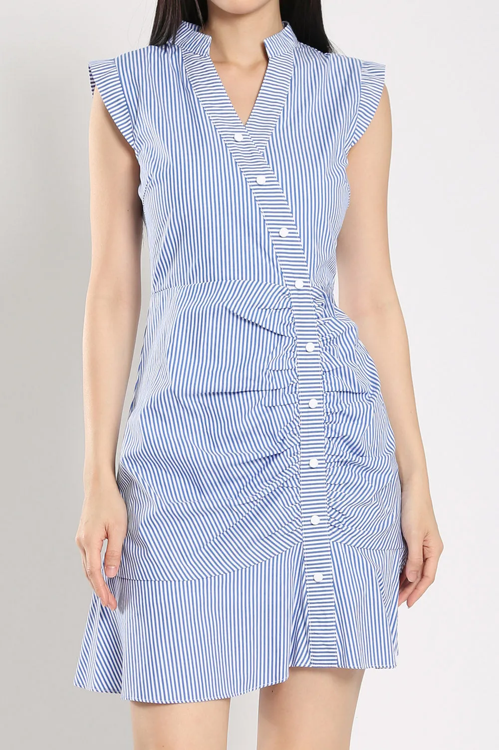 Cera Midi Dress in Blue Stripes