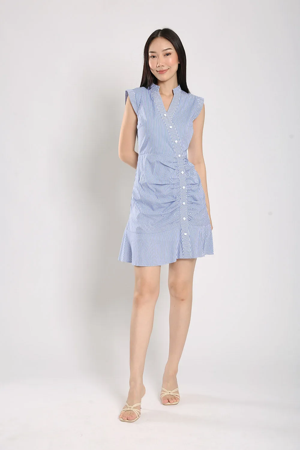 Cera Midi Dress in Blue Stripes