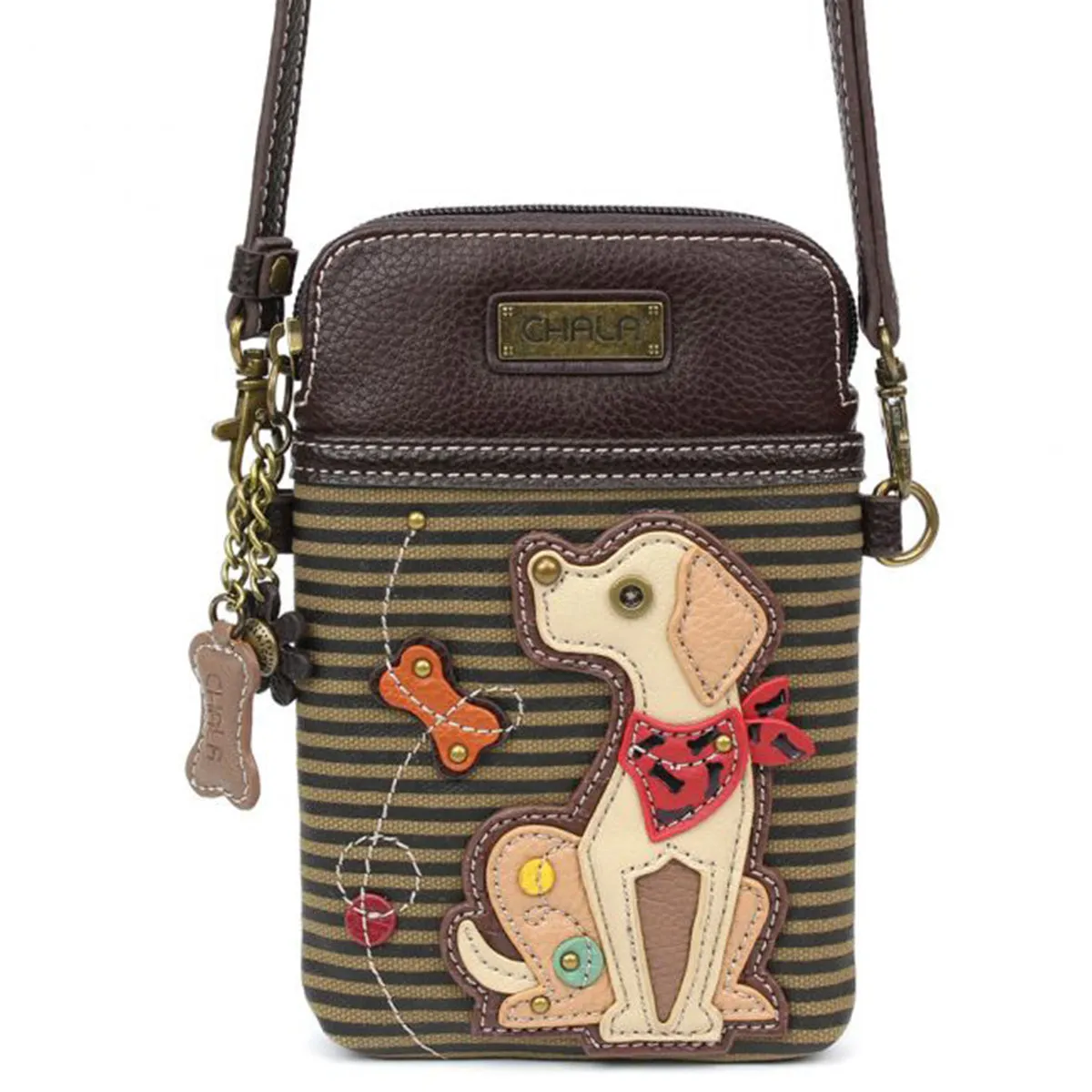 CHALA CELL PHONE XBODY OLIVE STRIPE DOG