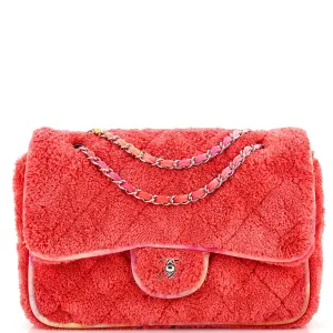 CHANEL Classic Single Flap Bag Quilted Terry Cloth and Ribbon Jumbo