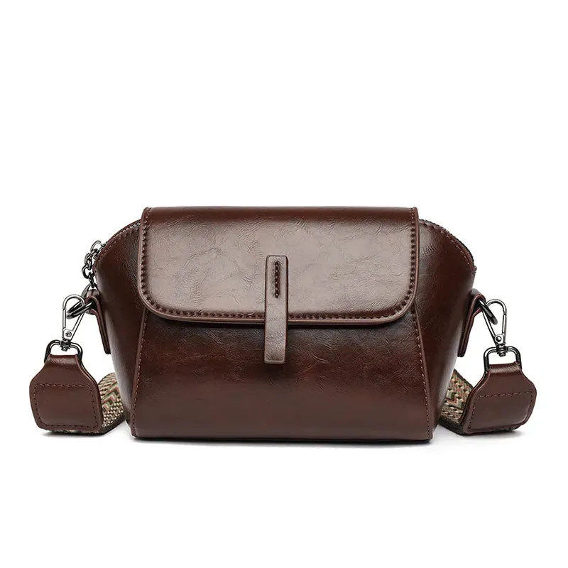 Compact Crossbody Bag for Women - Luxury Oil Wax Leather Shoulder Bag